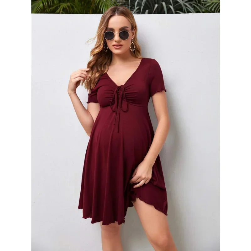 V-Neck Maternity Summer Dress