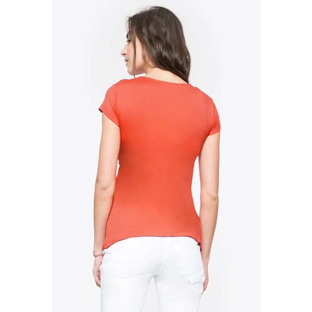 V-Neck Short Sleeve Breastfeeding Top with Side Openings