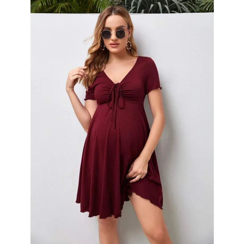 V-Neck Maternity Summer Dress