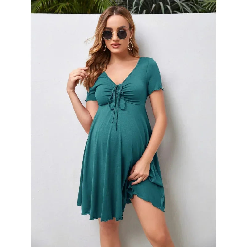 V-Neck Maternity Summer Dress