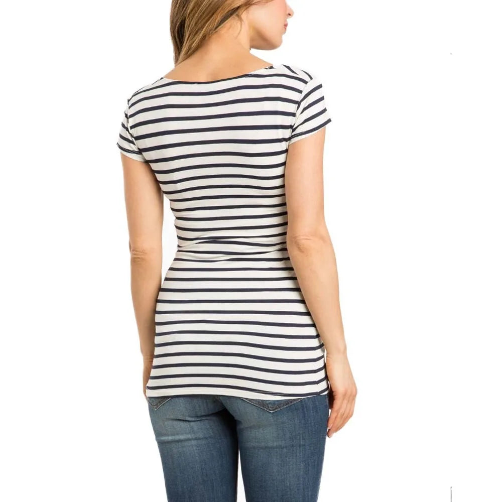 V-Neck Short Sleeve Breastfeeding Top with Side Openings